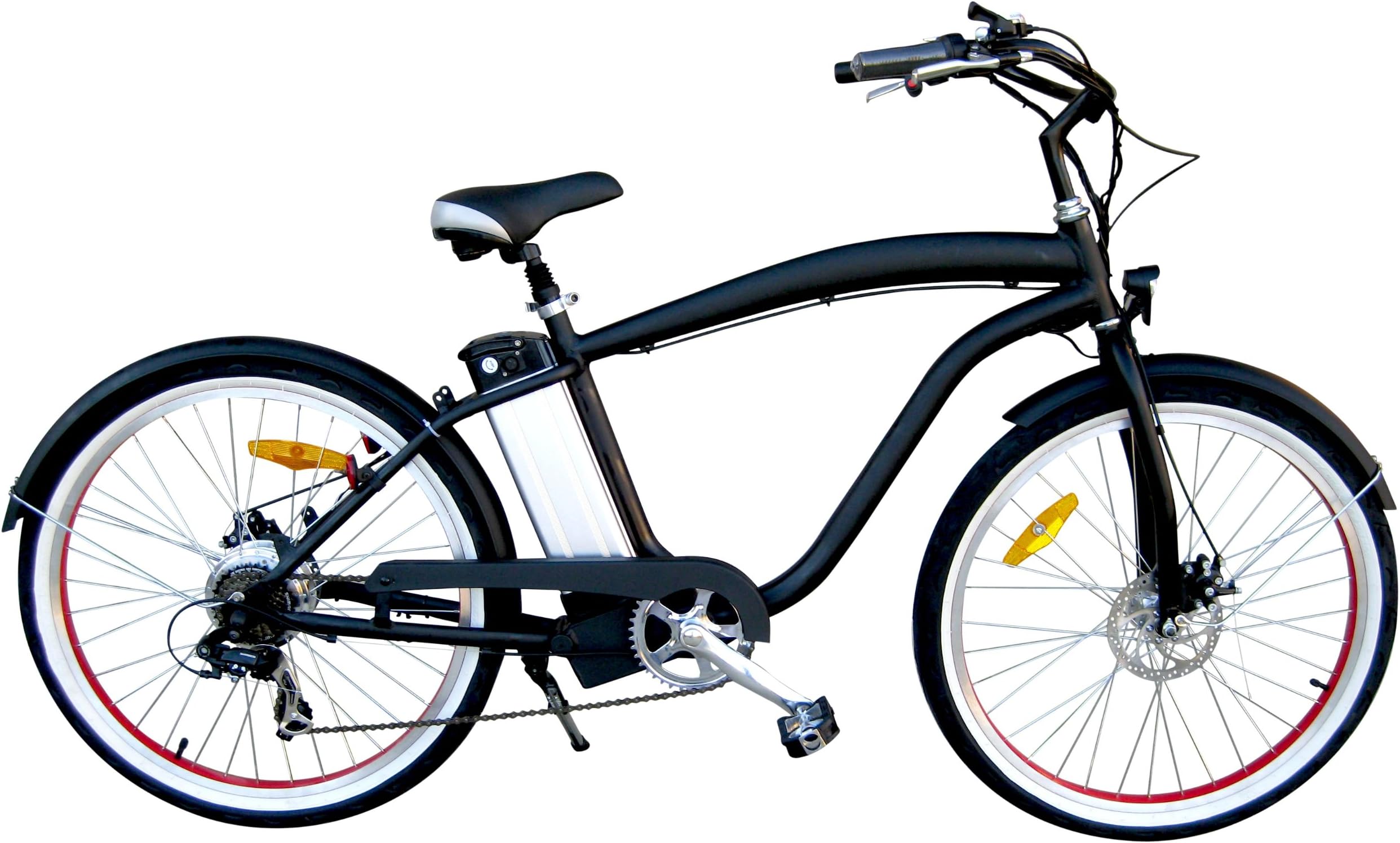 Electric Beach Cruiser Bicycle Bike Lithium Matt Black 26 in