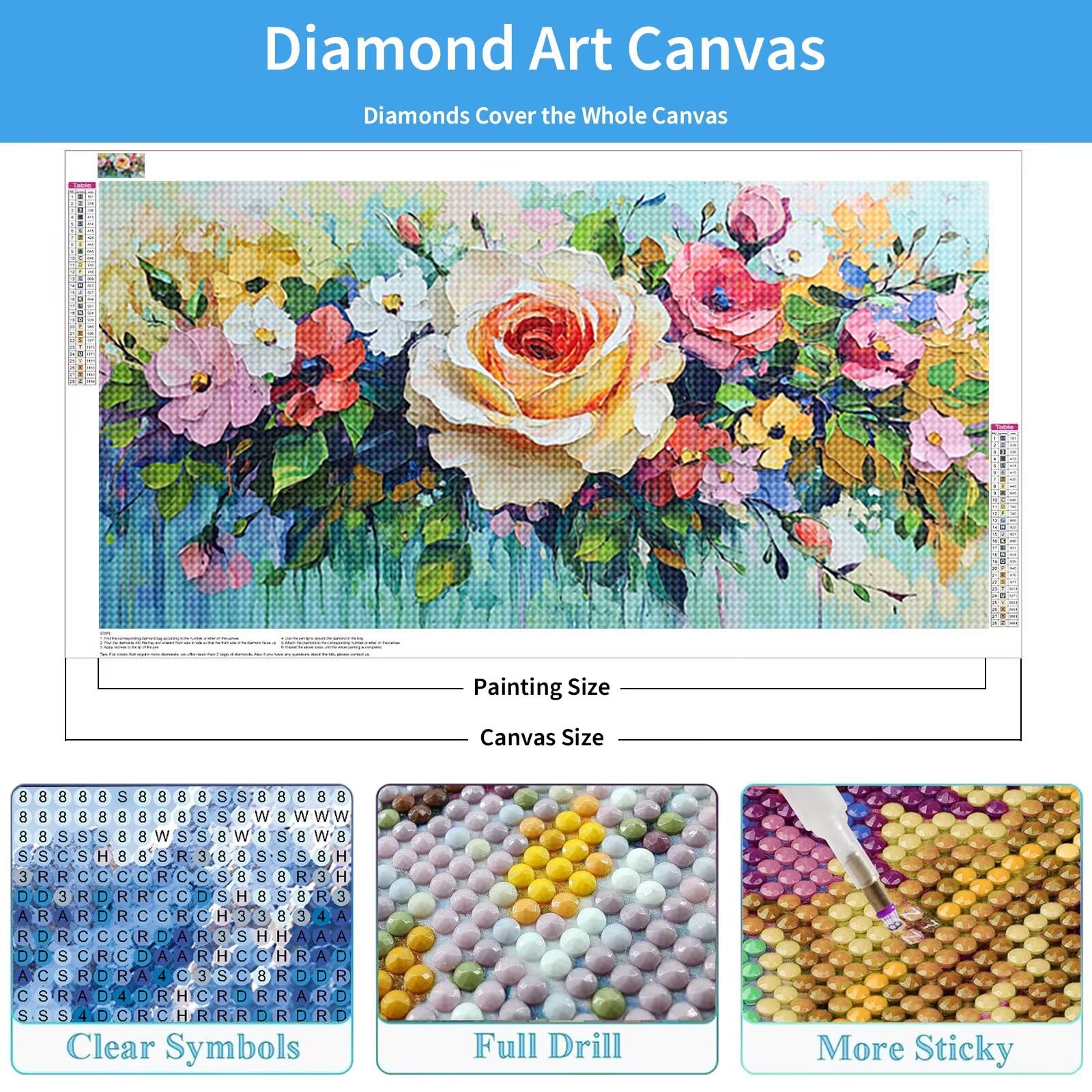 Diamond Painting Erwachsene Farbe 160x80 cm, 5D Blume Diamond Art Q0-180