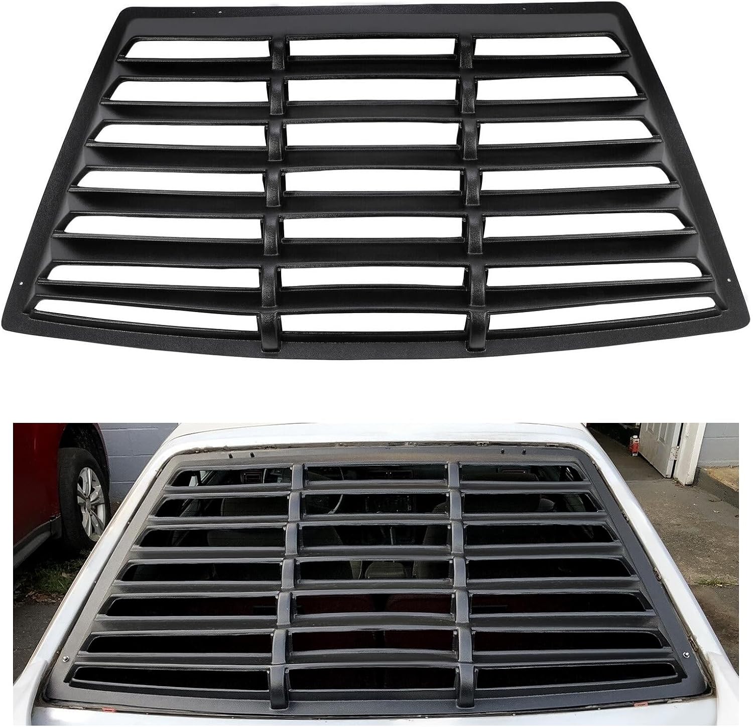 KUAFU Rear Window Louver Compatible with 1979-1993 Ford Mustang Fastback Hatchback Windshield Cover Vents Sun Shade Black