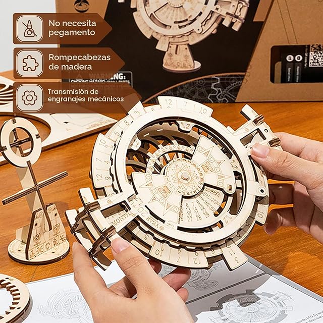 Foto 2 de 8 de ROBOTIME Calendario Perpetuo Manual Maqueta de Madera para Adultos, LK201