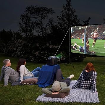 Wootfairy 120 Inch Projection Screen with Stand Foldable Portable Projection Screen 16:9 4K HD Rear Front Anti-Wrinkle Movie Screen with Carry Bag for Indoor Outdoor Home Theater Backyard Cinema