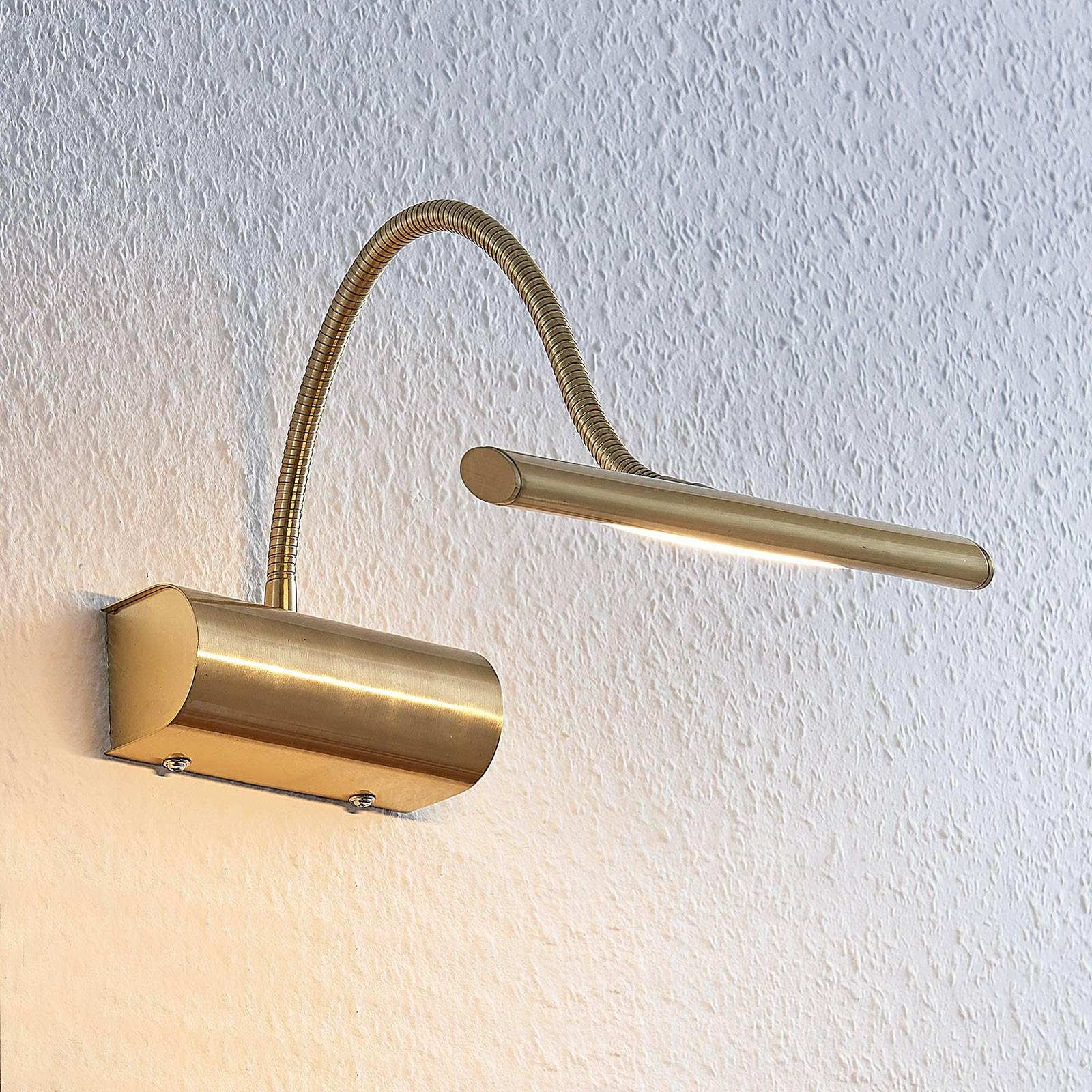 Lindby Bombillas LED luz para cuadros en latón mate, aplique | iluminacuadro, moderno, 3000 k blanco cálido, con interruptor para sala de estar, salón, pasillo, comedor