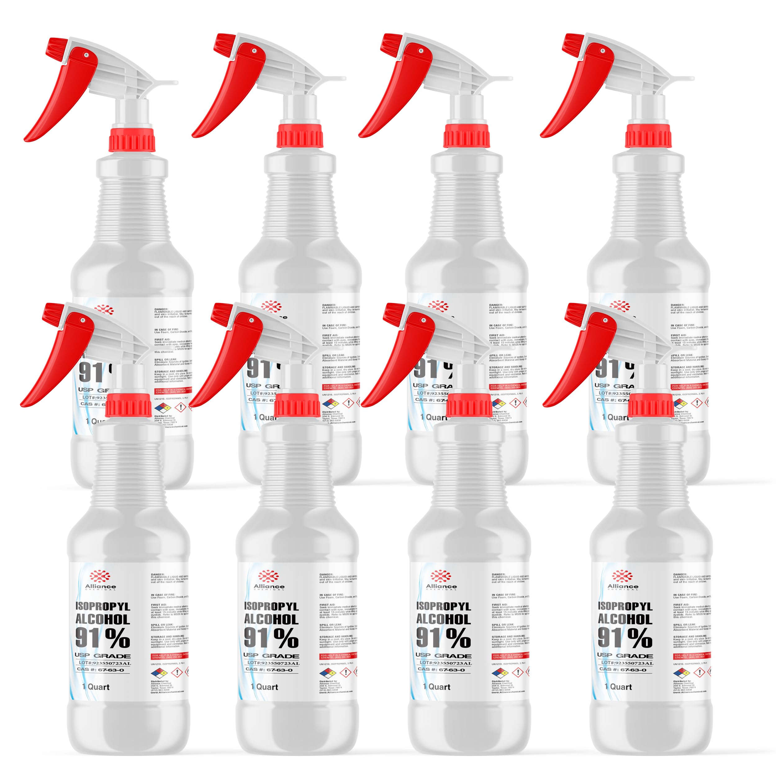 Isopropyl Alcohol 91% USP Grade - 8 Quarts w/Spray Top - Medical Grade Rubbing Alcohol - Made in America - Alliance Chemical
