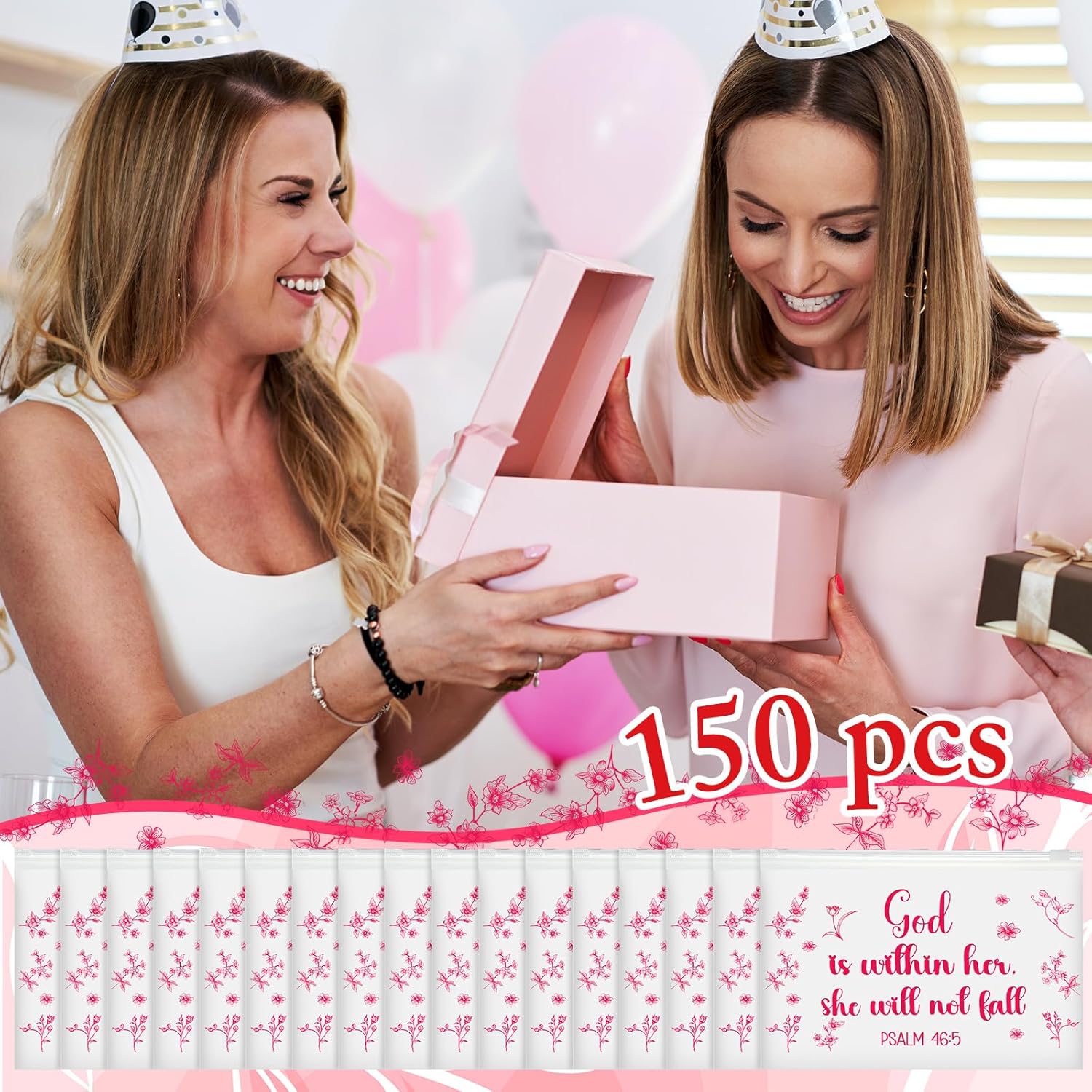 Kacctyen 150 Pack Woman of Faith EVA Bags Gift Bulk God Is Within Her She Will Not Fall Church Woman Party Favor Mom Group Mother's Day Christian Reusable Clear Pouches with Zipper Waterproof Bag