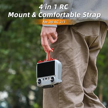 Handheld Stand Mount with Lanyard for DJI RC/RC2 Controller Red