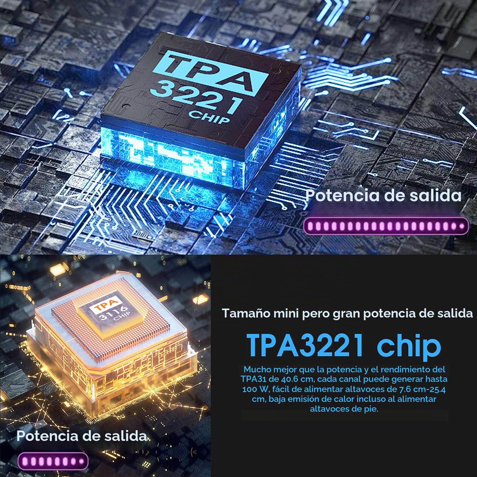 Mini amplificador digital Bluetooth 5.0 DSP TPA3221, amplificador de potencia integrado, receptor estéreo de 2 canales, amplificador de audio para el hogar, 200 W (Nobsound TA-21)