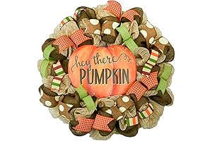 Thanksgiving Door Wreath, Pumpkin Wreath for Front Door, Halloween Fall Autumn Orange...
