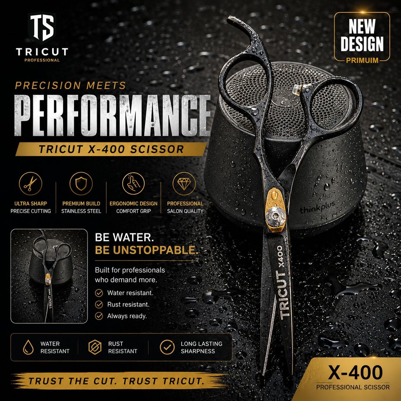Professional Barber Scissors 6.5 Inch – Japanese Stainless Steel Hair Cutting Shears, Black Matt Hairdressing Scissors, Razor Edge Barber Shears with Leather Case & Barber Comb