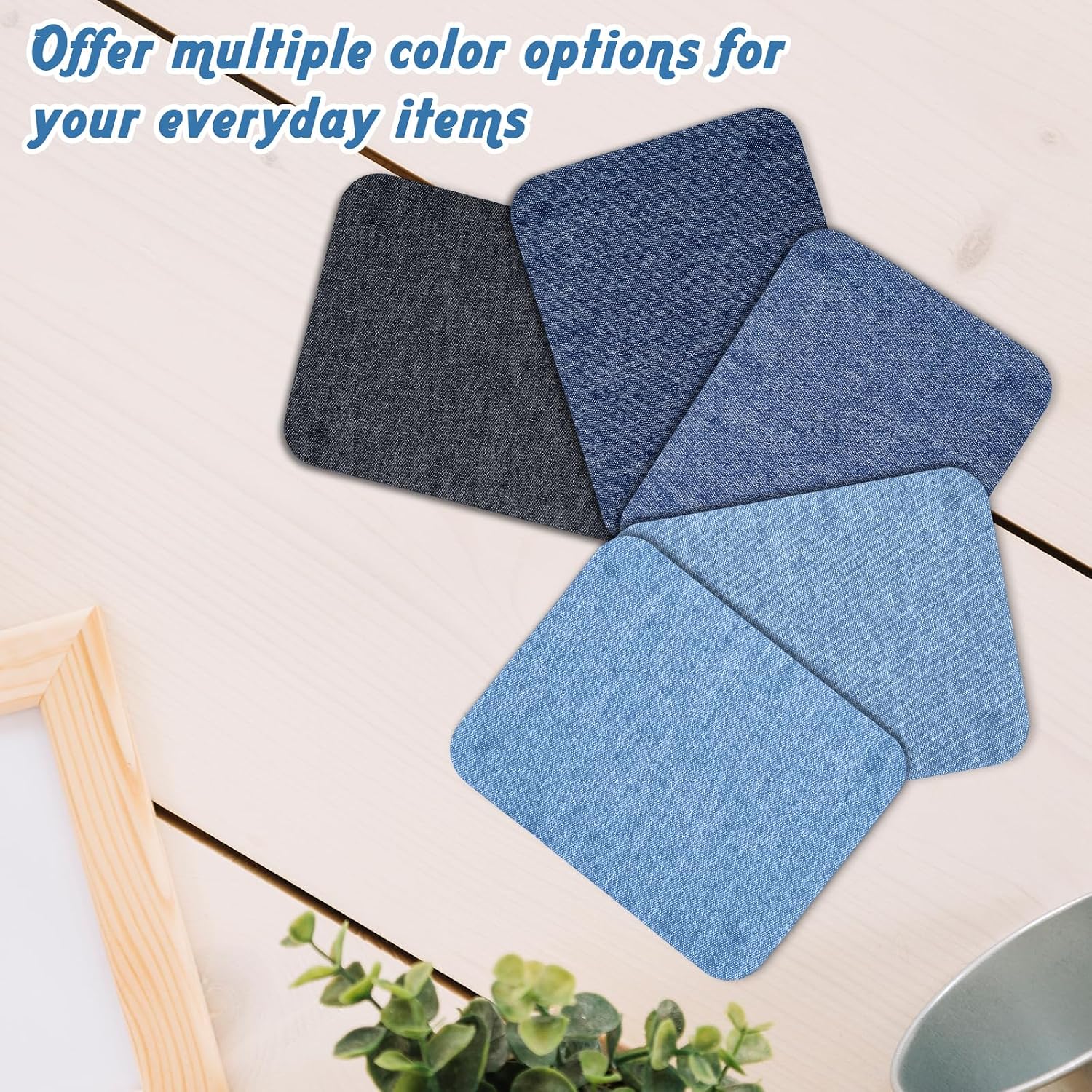 Iron on Jean Patches for Clothes, 20 Pcs Denim Patches for Inside Jeans, Cotton Denim Repair Patch with Sewing Kit for Inside Jeans Fabric Kit, Jeans Knee, Pants, Clothing (5 Color)