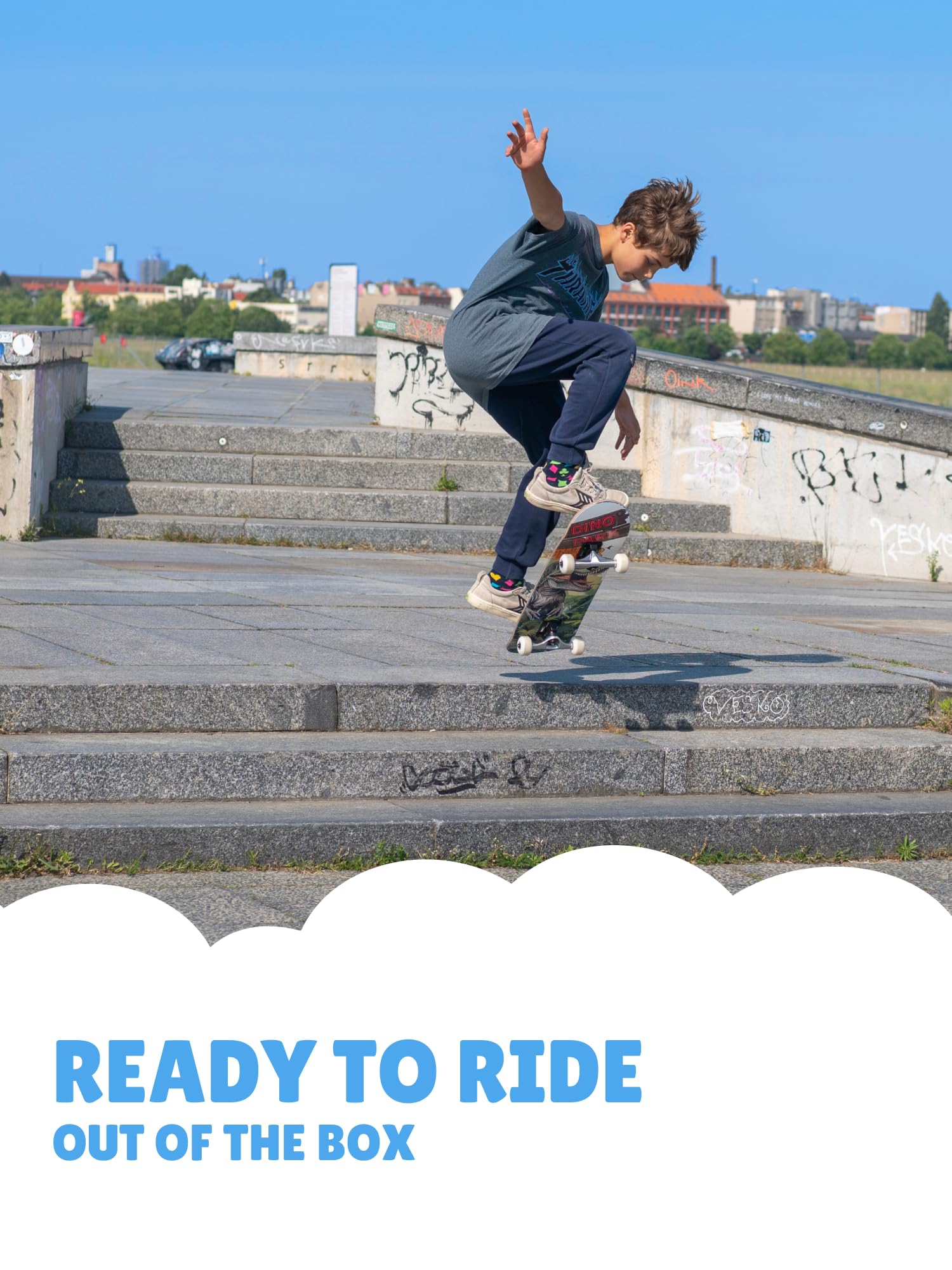 Skateboard per bambini – tavola completa di alta qualità per principianti dai 3 o 4 anni in su, in 7 strati di acero, con nastro antiscivolo, assi e ruote in uretano, cuscinetti a sfera