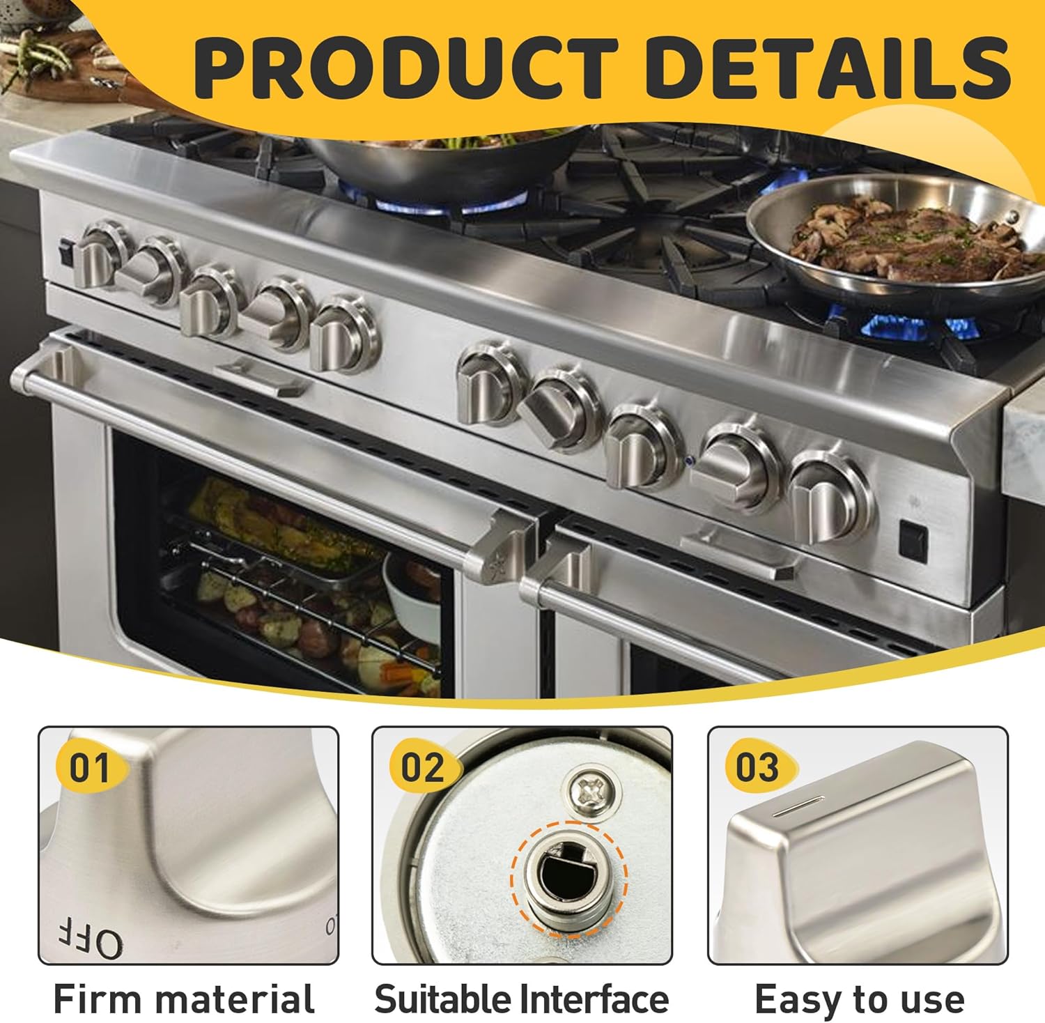 5 Pcs W11239985 W10850015 Stove Control Knob Compatible with Whirlpool WFG550S0HZ0, WFG550S0LV1, WFG525S0HV1, WFG535S0JV0, WFG550S0HV0, WFG525S0JZ0, Gas Range knobs Replace W11032553 Control Knob