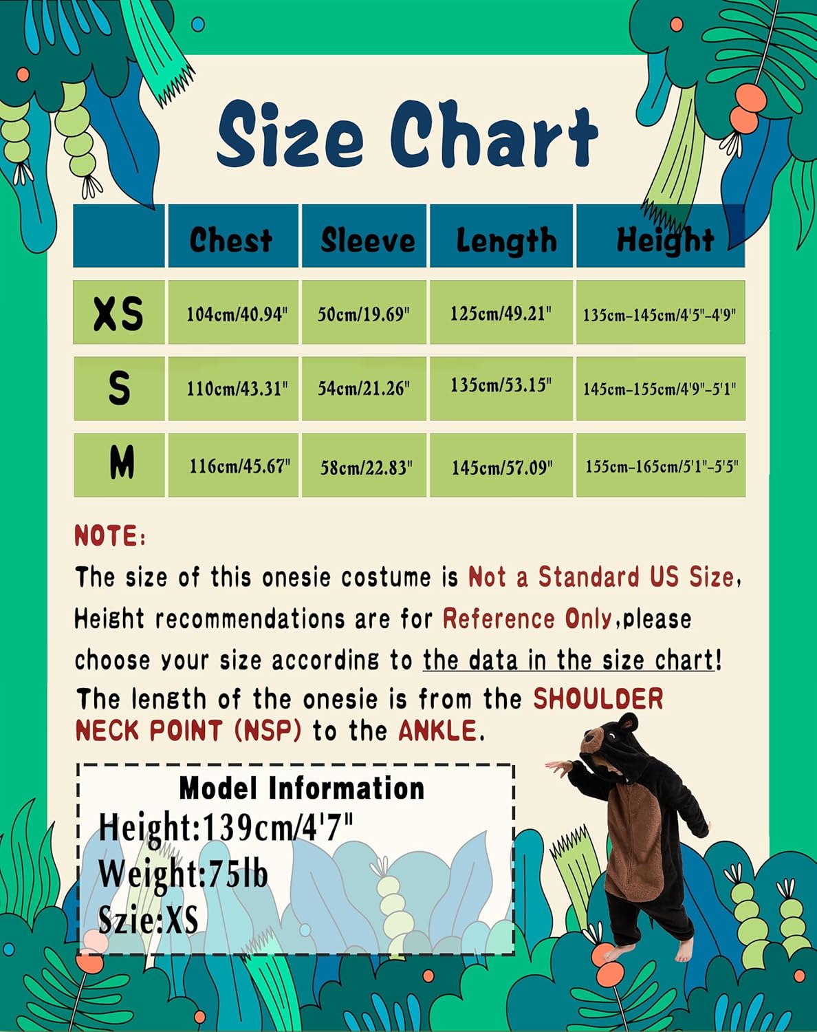 dressfan Kids Teens Fuzzy Bear Onesie Costume Animal Bear Halloween Costume - Image 7