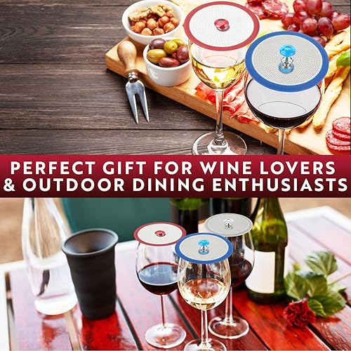 Miniatura 9 de Cubiertas de lujo para copas de vino de acero inoxidable para mantener alejados a los insectos. Juego de 4 fundas para bebidas al aire libre sin