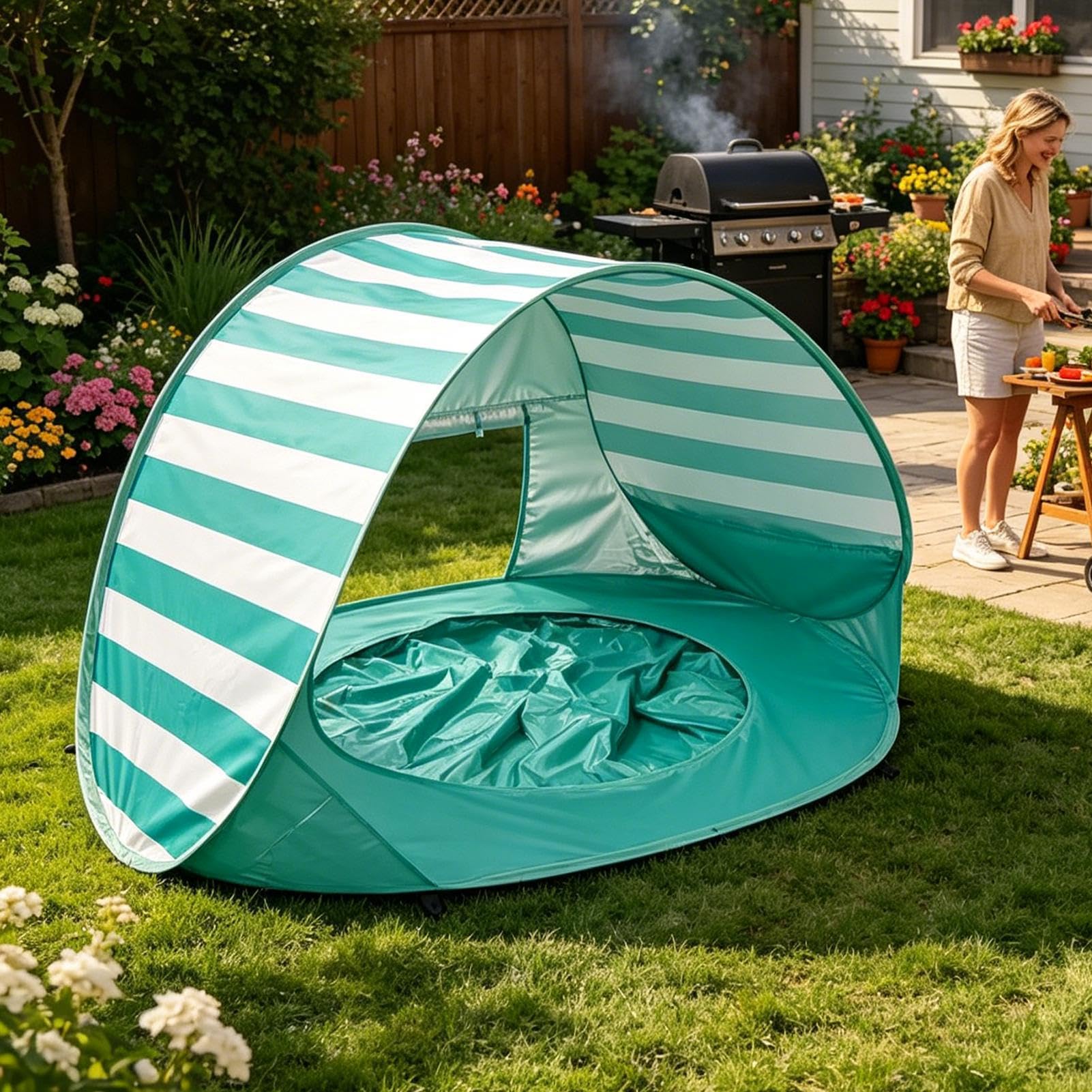 Tenda da spiaggia per bambini con piscina | Portatile con mini piscina e protezione raggi UV,Solare Da Spiaggia | Per Vacanze, Viaggi, Campeggio, Picnic, Gite, Giardino, Cortile e Prato