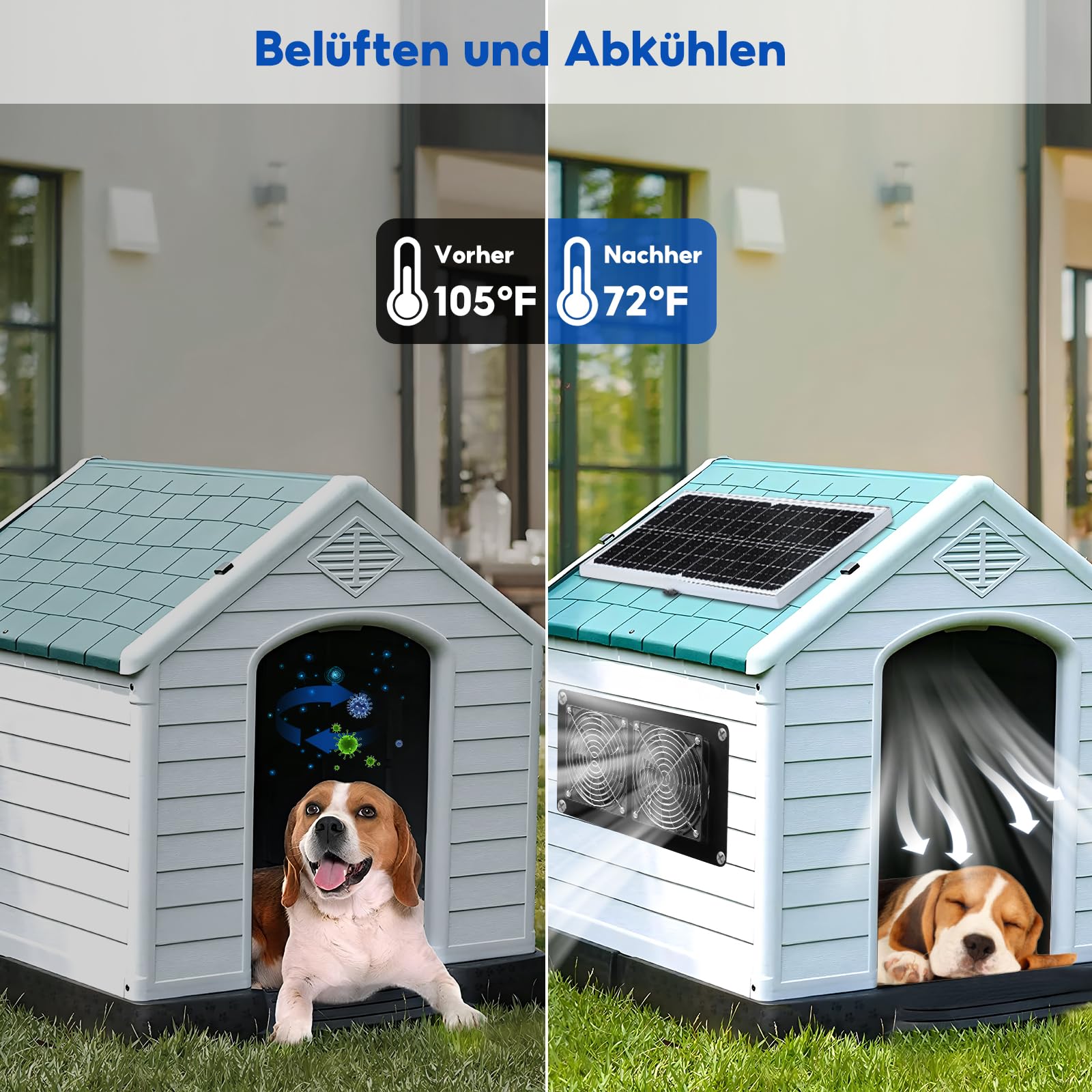 Solar Ventilator 15W wasserdicht Dual Auspuffventilator für Hühnerstall Schuppen Gewächshaus