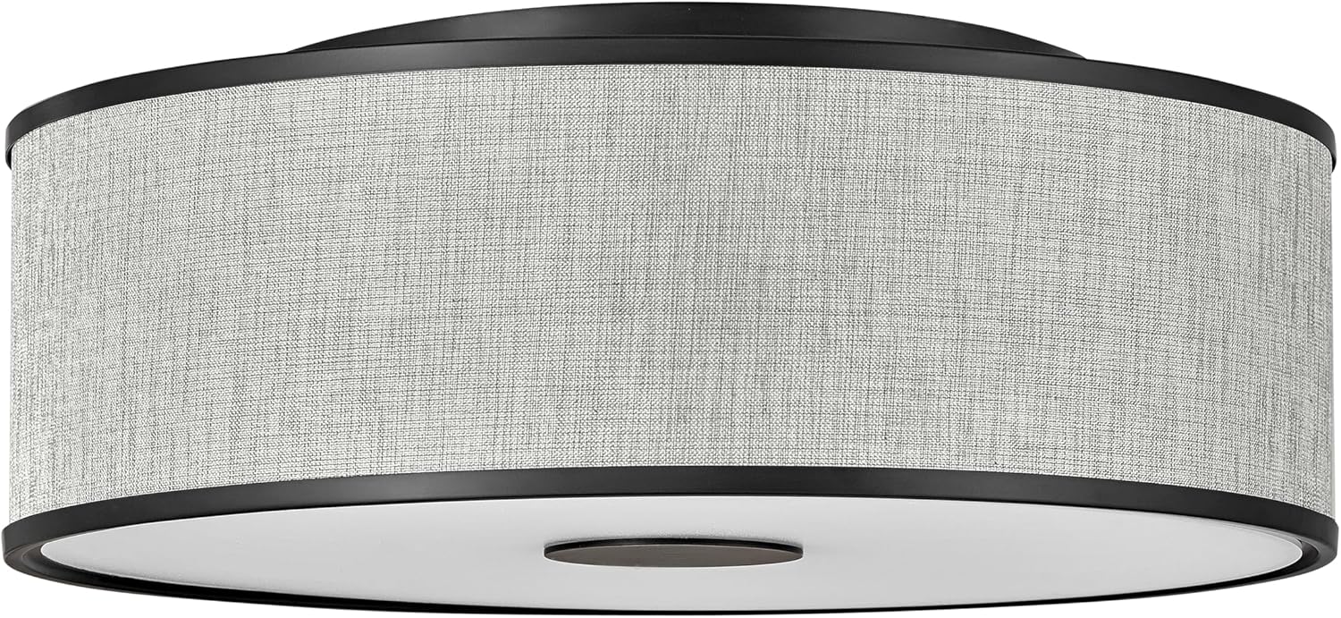 Hinkley Halo Collection 24.25" Four Light 68W LED Large Flush Mount, Brushed Nickel w/Off White Linen Shade