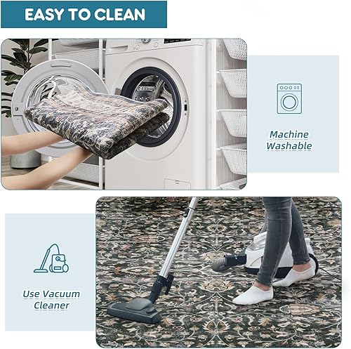 Miniatura 6 de Dripex Alfombras de área de 8 x 10, alfombras bohemias antideslizantes y desgastadas, lavables a máquina, alfombra de área grande para dormitorio,