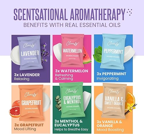 Miniatura 11 de Cleverfy - Vaporizadores de aromaterapia para la ducha, paquete variado de 6 bombas de baño para la ducha con aceites esenciales Vaporizador