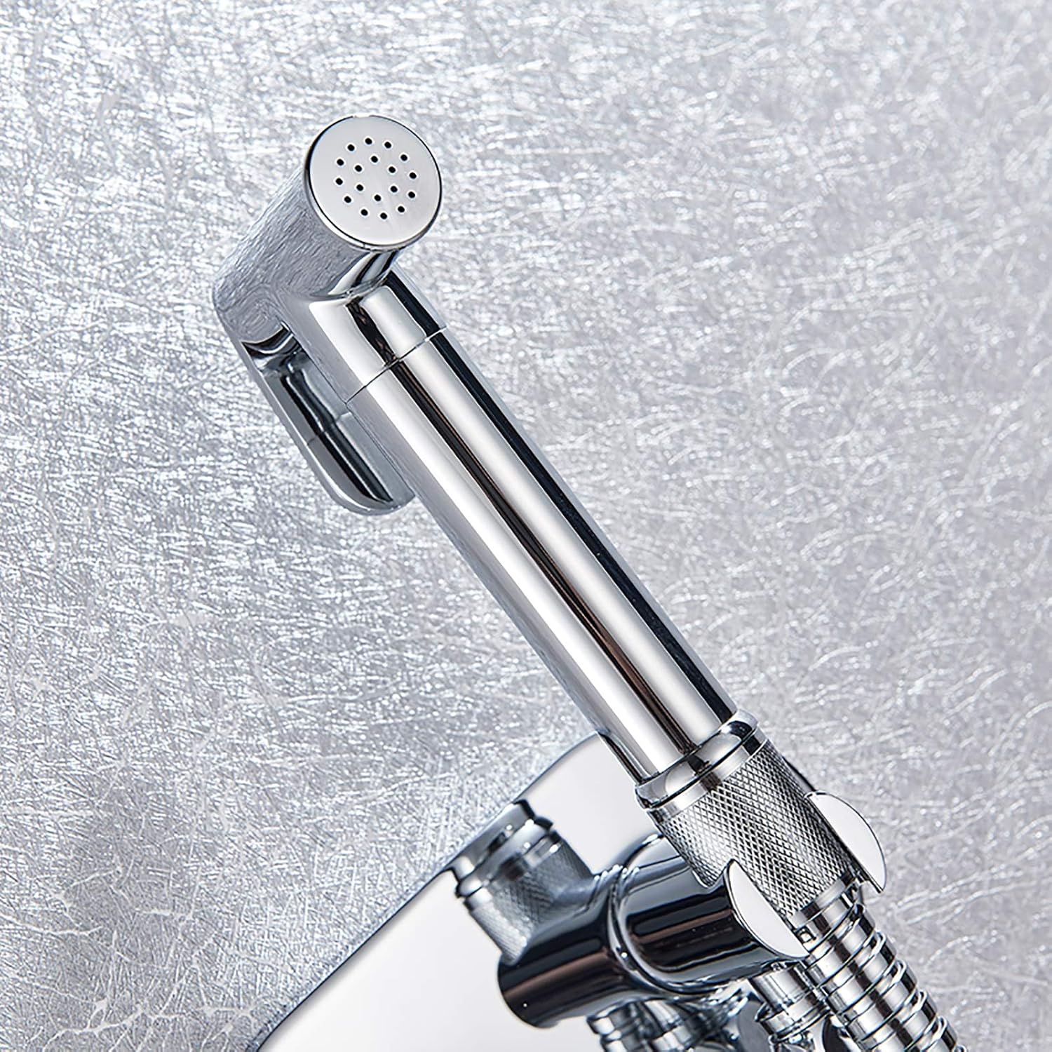 Chrome Handheld Bidet Sprayer for Toilet with Hot and Cold Water, Bathroom Cloth Diaper Sprayer Set Wall Mounted Brass Toilet Bidet Sprayer Kit for Pet Bathing, Personal Hygiene