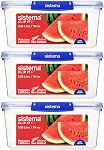 Sistema KLIP IT PLUS Conteneurs de stockage des aliments, 3.35 L, étanche, empilable & Conteneurs de réfrigérateur/congélateur hermétiques avec lids, plastique sans BPA, clips bleus, 3 Nombre