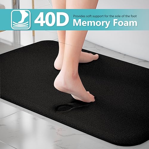 Miniatura 4 de Juego de alfombras de baño de espuma viscoelástica de 3 piezas con tapetes de inodoro, suaves y de apoyo, absorben los golpes, absorben el agua,