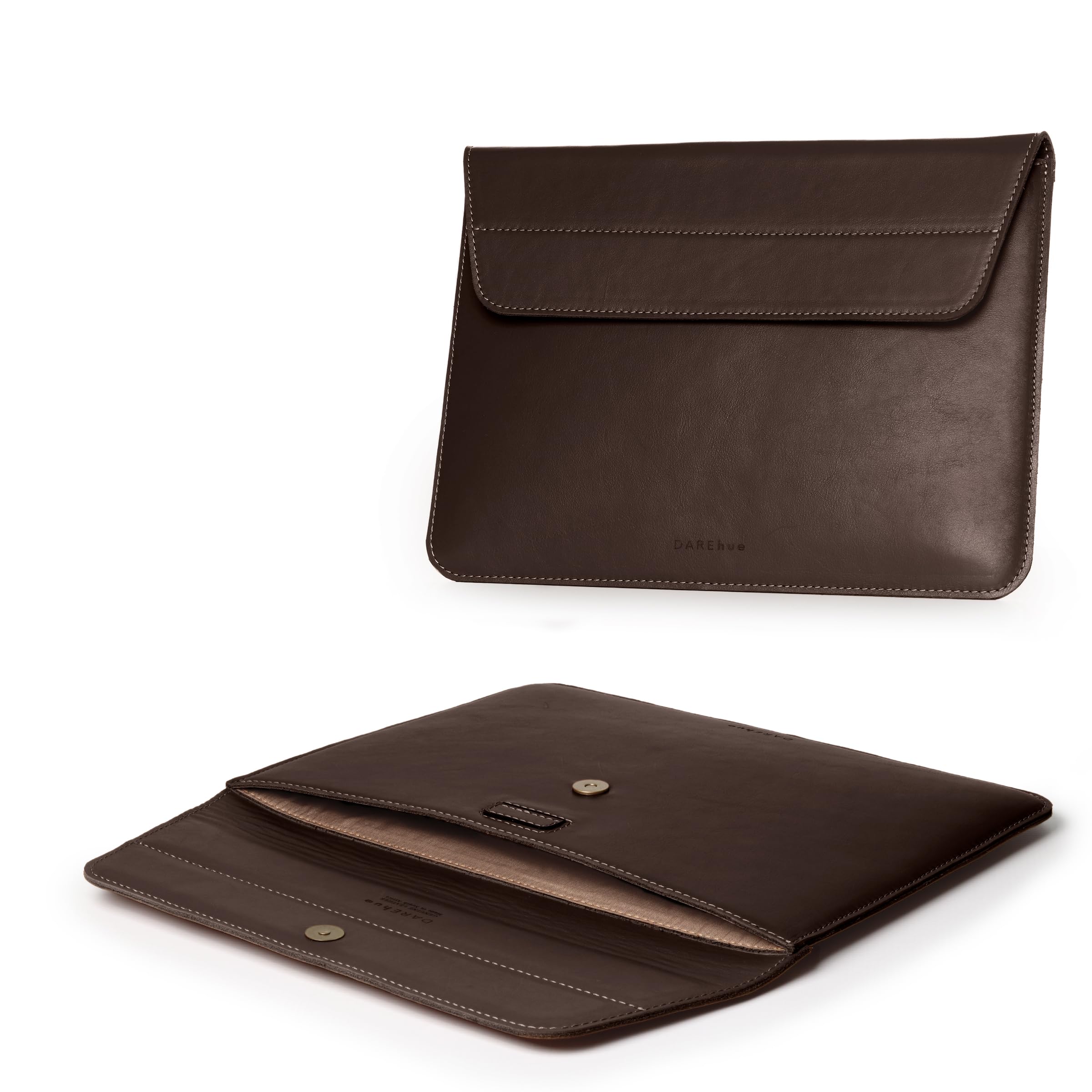Custodia in vera pelle pieno fiore per laptop da 13", 14", 15", 16", con supporto integrato e imbottitura (adatta per MacBook Air/Pro e altri laptop da 13,3/13,6/14,2/15,6 pollici), marrone