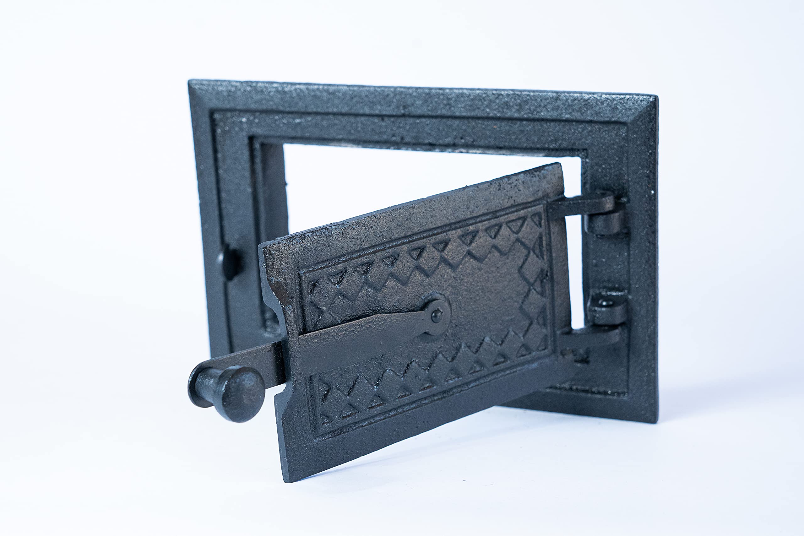 Euro Sezam - puerta de horno de hierro fundido negro - puerta de horno maciza y gruesa - puerta de horno de pizza - DZ067 - puerta simple con cerradura de puerta - 255x170 mm