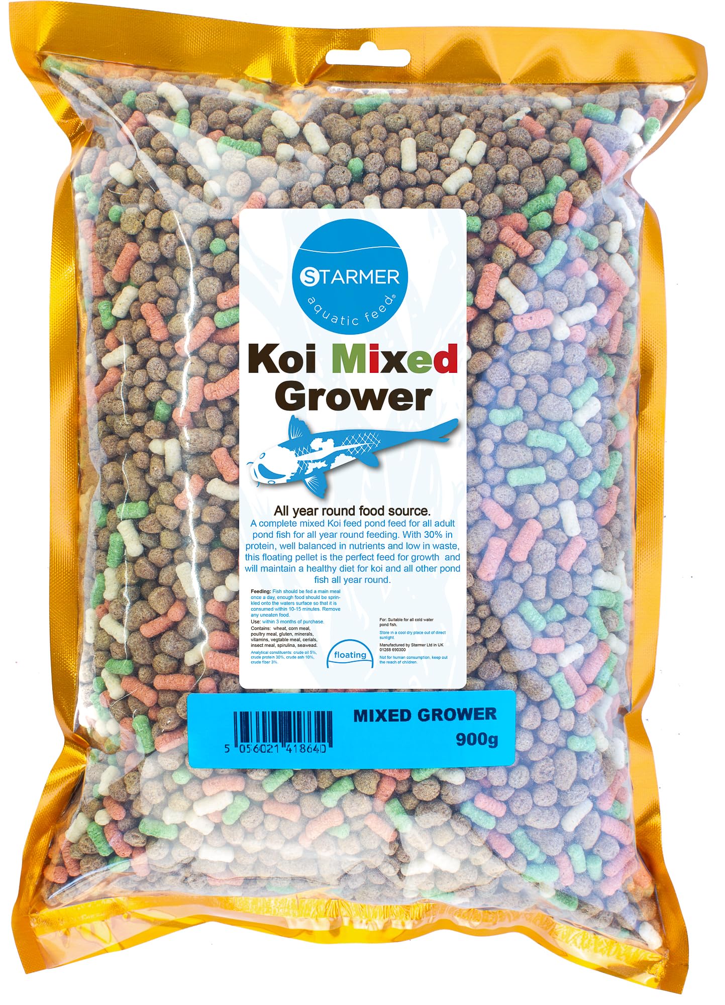 Koi carp pellets 30% protein mixed grower pond sticks / 900g