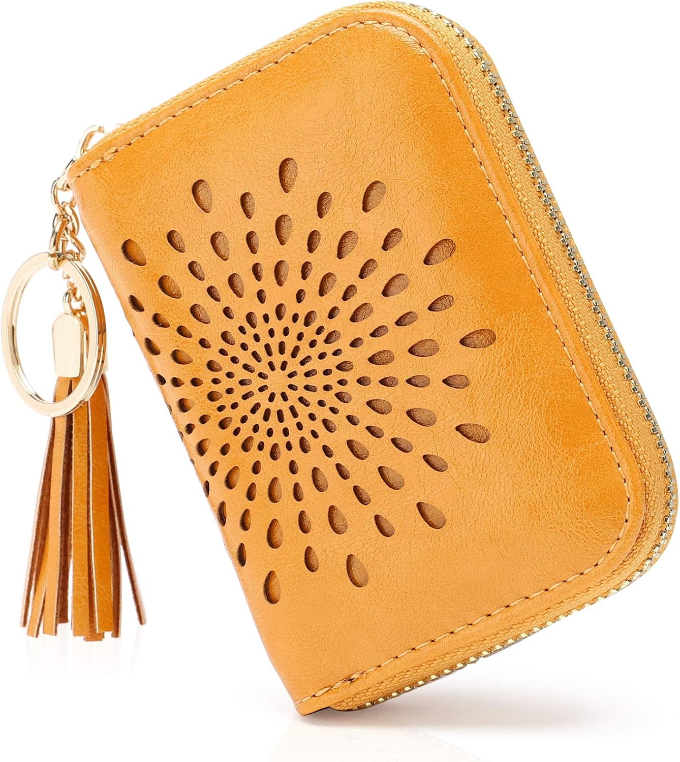 APHISON RFID - Porta tarjeta de crédito con cremallera carteras pequeñas para mujer en cuero estilo girasol para mujer y niña caja de regalo 1927