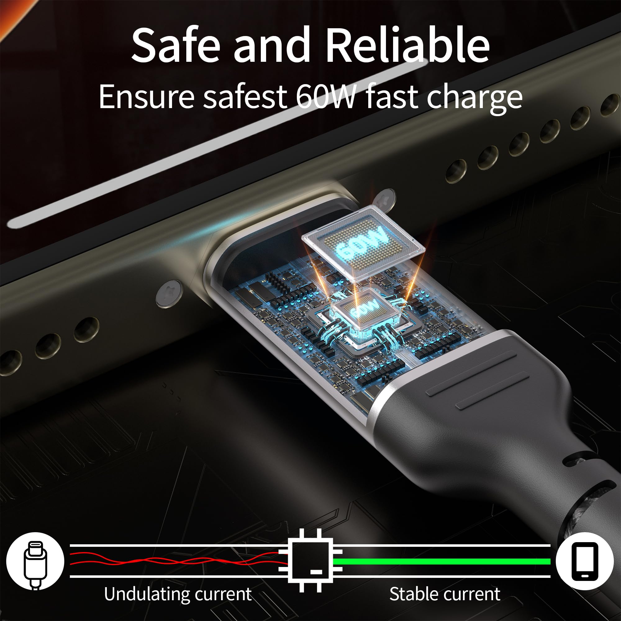 ADILIFT - Cavo USB C a USB C, 60 W, 3 pezzi da 1 m, cavo di ricarica rapida in nylon USB C, 3 A/20 V, compatibile con MacBook/iPad/iPhone 16/15/Pro/ProMax, Galaxy S24 S23 A55 A25 A15, Huawei, Pixel 9