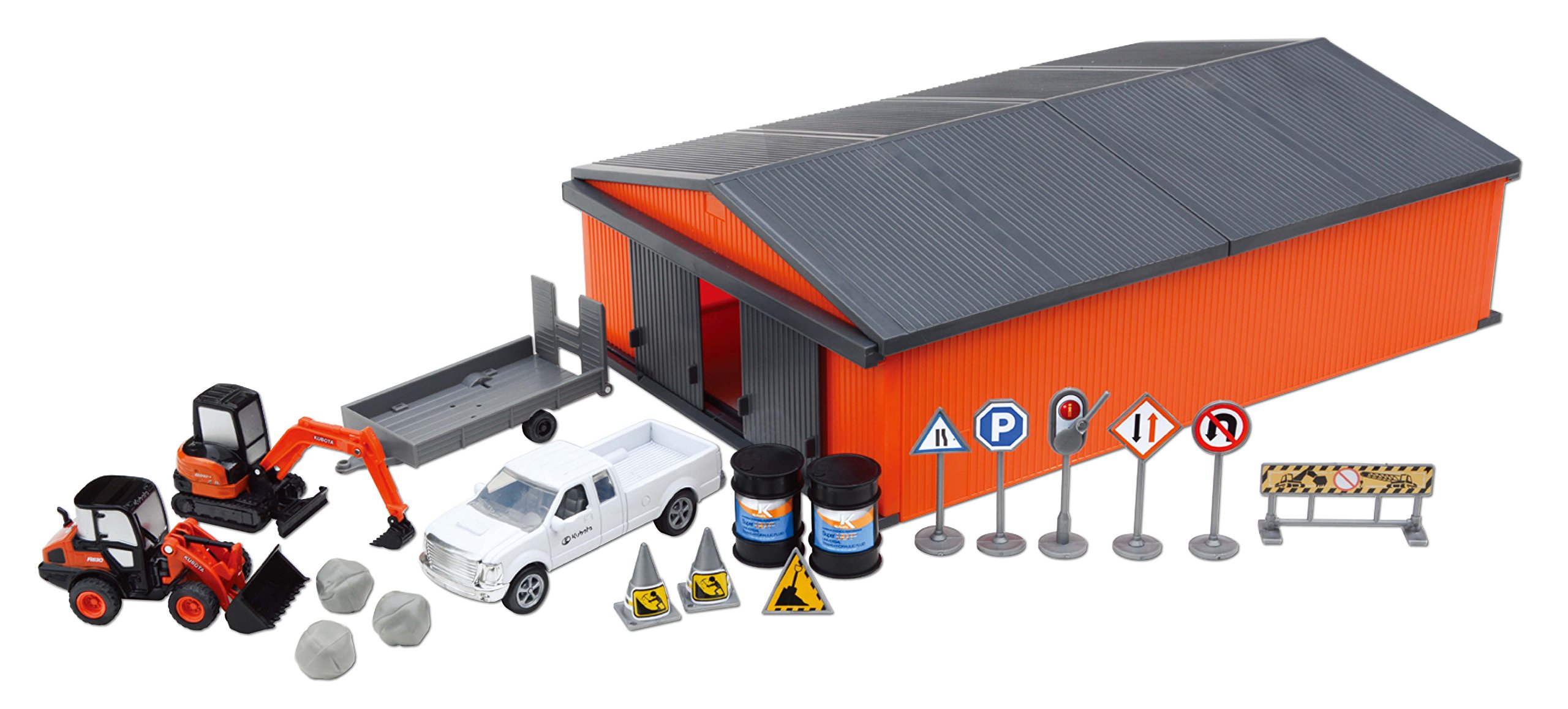 Kubota Construction Vehicle Playset w/ Shed