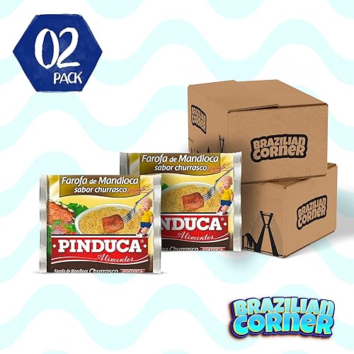 Miniatura 3 de Paquete de harina de mandioca sazonada con sabor a barbacoa 2 paquetes Pinduca de 8.8 onzas  Farofa De Mandioca Pronta Temperada Sabor Churrasco