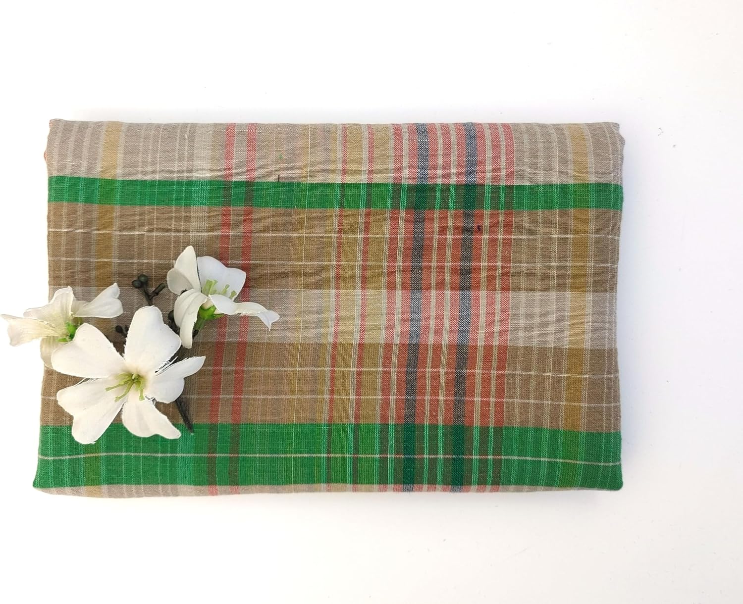 Linen Cotton PU Plaid Fabric with Subtle Wrinkle Charm 7465 7466 7467 Green