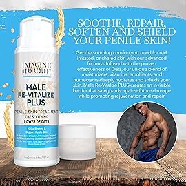 Imagine Dermatology Male Re-Vitalize PLUS - Oats Penile Health Cream for Men - Relieve, Restore and Support Skin - Moisturizer Penile Lotion - Large Value Size (5fl oz/150ml)