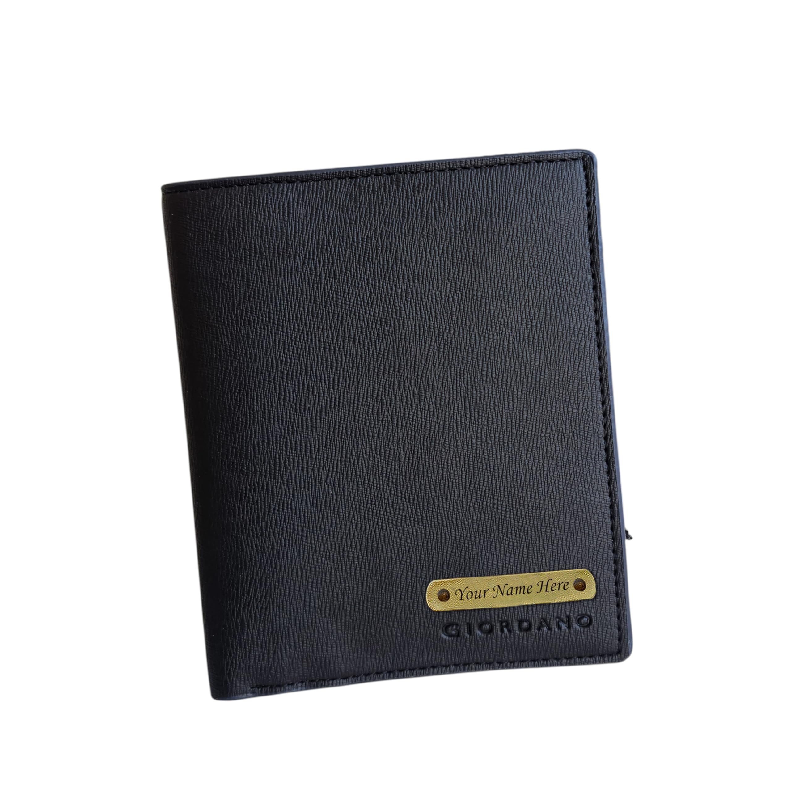 SAVRI Giordano Leather Passport Cover – Customized Name Engraved Passport Holder for Men & Women | Unisex Travel Organizer with 3 ATM Card Slots | Stylish Black Travel Accessory (Black)
