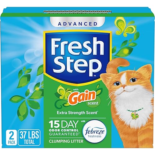 Fresh Step Advanced Clumping Litter with Febreze Freshness with Gain Scent, Fights Odor on Contact, 37 lbs. (2 x 18.5 lb. Box) (Package May Vary) - Gain