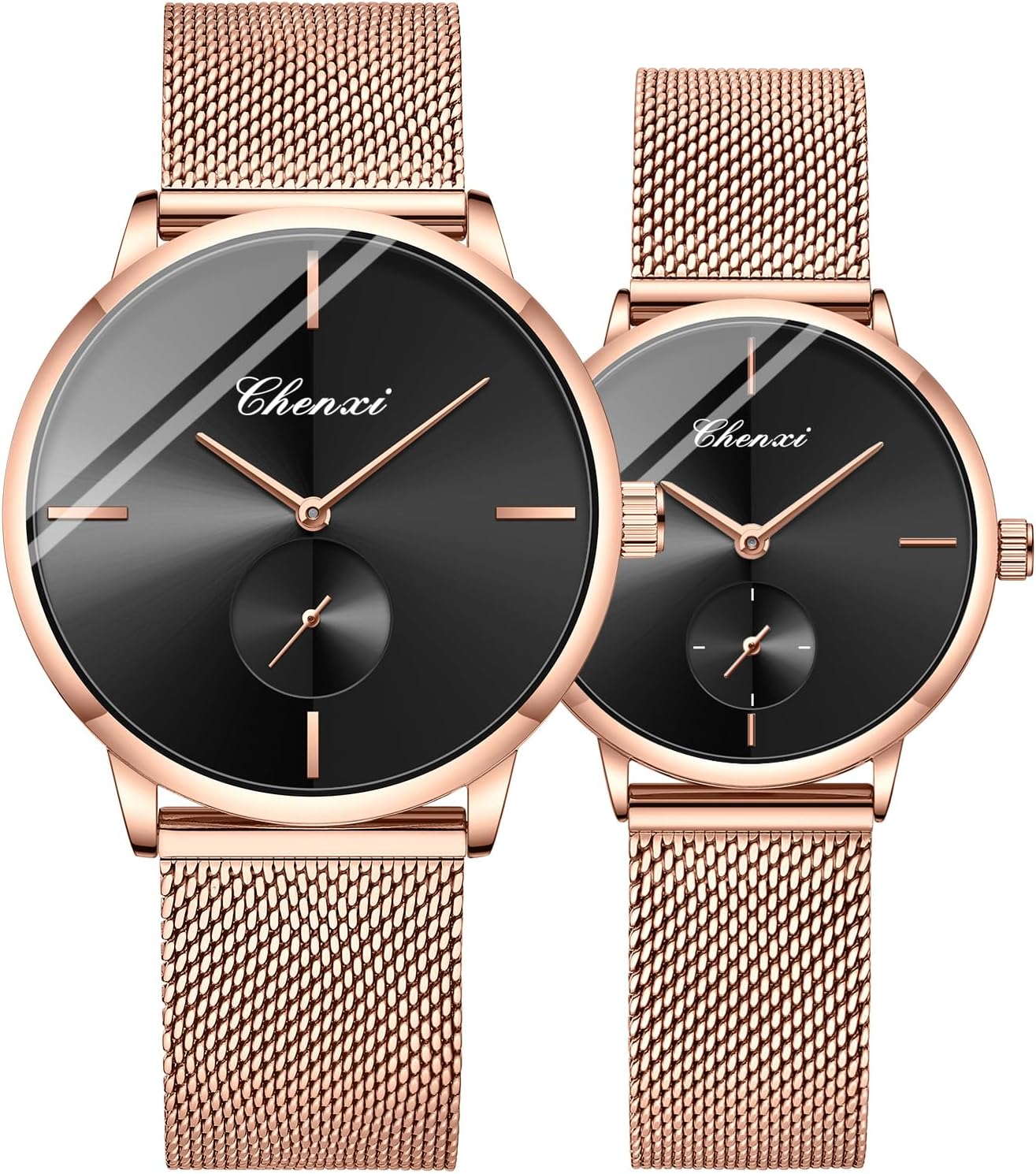 Couple Watches Men and Women Pair Quartz Watches Casual Stainless Steel Mesh Strap Fashion Watches