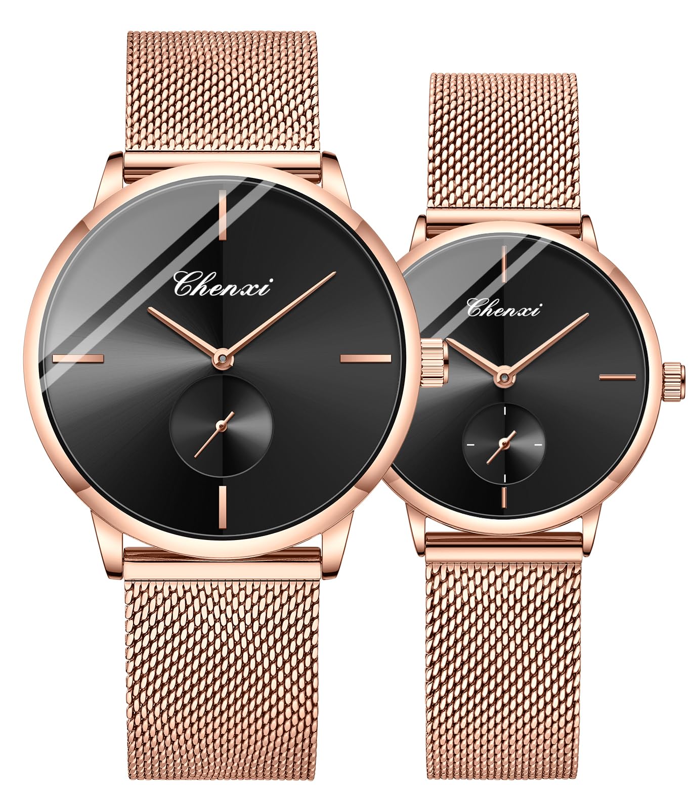MASTOPCouple Watches Men and Women Pair Quartz Watches Casual Stainless Steel Mesh Strap Fashion Watches