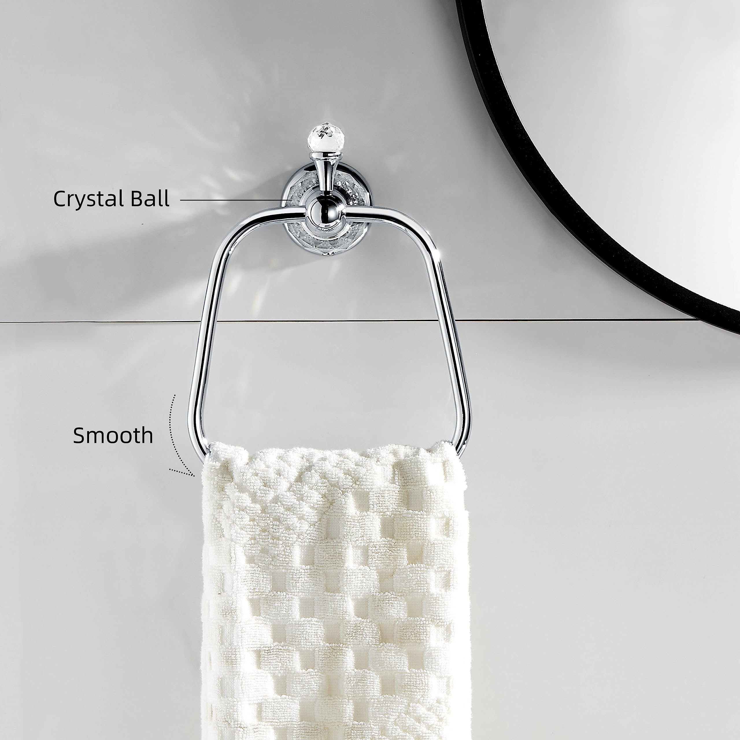 Anneau Porte-Serviettes Chromé Avec Boule Cristal - Salle De Bain Élégante