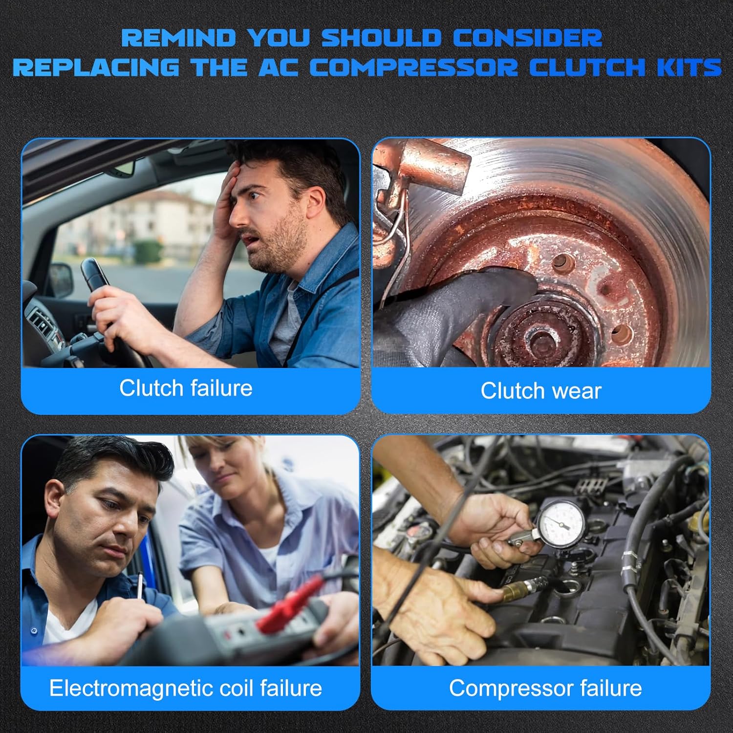 1805 AC Compressor Clutch Kit 10S20F FS784550SR Fits for 2000-2013 Silverado 1500 5.3L, for 2003-2009 Silverado 1500 6.0L Repair Replacement Assembly Aftermarket Replacement