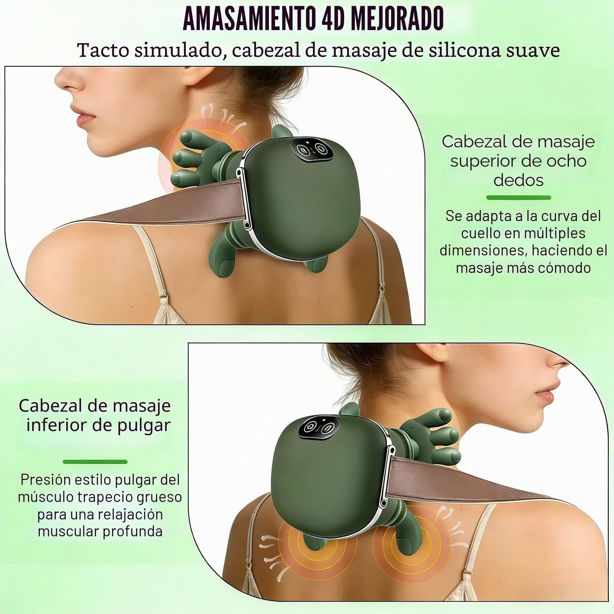 Masajeador Cervical y Espalda con Calor, Masajeador Cuello Eléctrico con 3 Niveles de Intensidad y 2 Niveles de Calor, Regalo para Mujeres, Hombres mamá y Papá