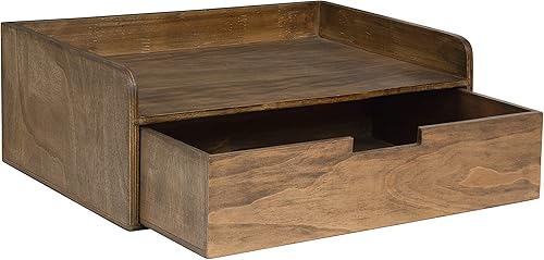 Miniatura 7 de Kate and Laurel Kitt - Mesa auxiliar flotante con cajón, color marrón rústico Marrón rústico,Negro,Marrón nogal