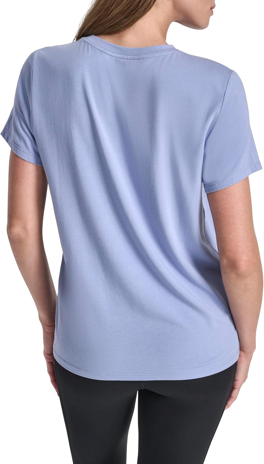 DKNY Womens Short Sleeve Crew Neck Two Tone Logo T-Shirt - Image 3