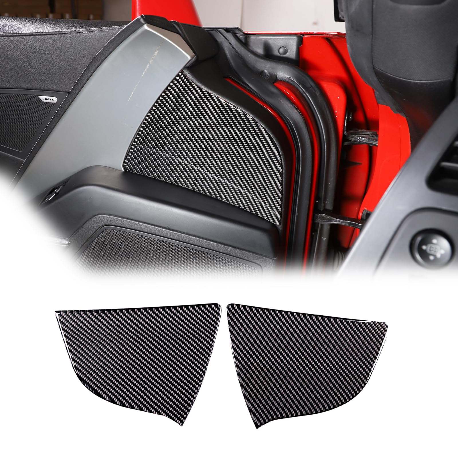 Inner Door Panel Decals Sticker Soft Carbon Fiber 2PCS Compatible with Corvette C7 Stingray 2014-2019 Car Door Anti-Impact Buffering Cushions (Door Anti-Impact Buffering Cushions-Black Carbon)