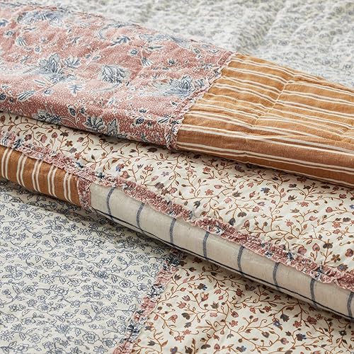 Miniatura 5 de VHC Brands Kaila Country Farmhouse - Edredón de retazos para dormitorio, tamaño individual, 68 x 86 pulgadas