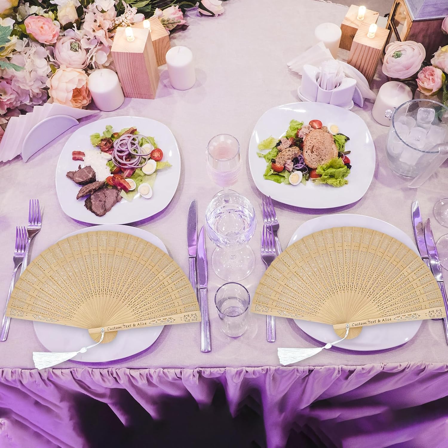 100pcs Customised Wedding Wooden Fans Japanese Folding Fan, Birthday Engagement Party Gifts,Engraved Fans,Personalized Wood Fan Wedding Favours image 5