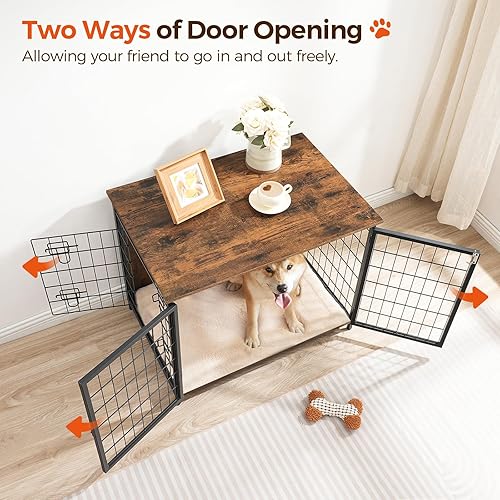 Dog Crate Furniture with Cushion — lifestyle photo