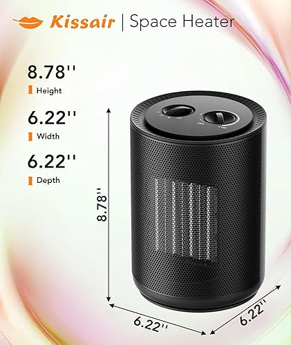 Miniatura 7 de Calentador de espacio pequeño, calentadores de espacio de 1500 W para uso en interiores, calentador portátil con termostato, control de perilla,