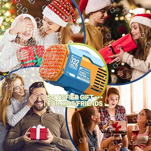 Miniatura 6 de Ametralladora de burbujas, 132 agujeros, pistola de burbujas, juguetes para niños y niñas de 10, 11 y 12 años, regalos divertidos para niños,