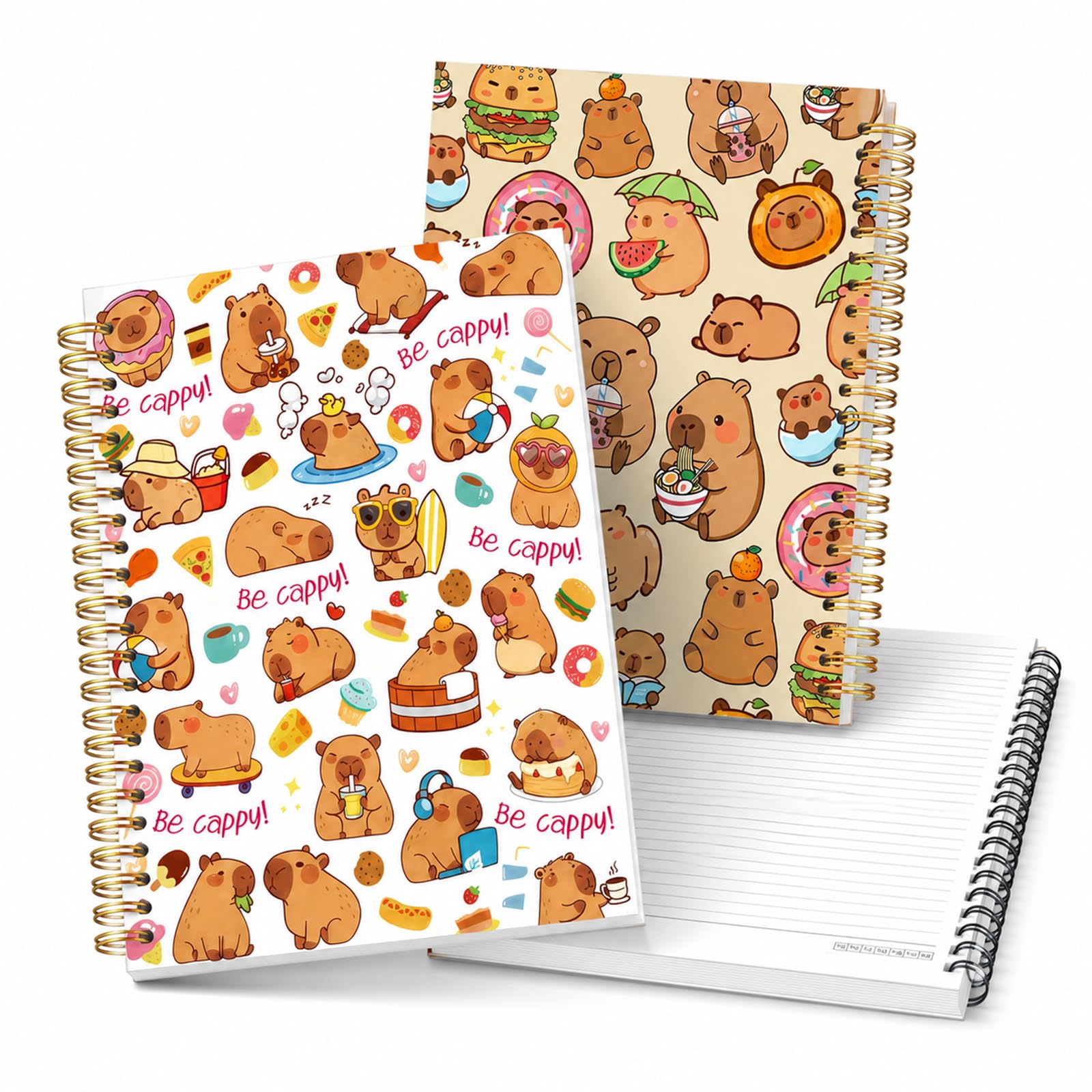 VIZIVOLT 2PCS Capybara A5 Notebook, Notepad, Wirebound Spiral Notebook 80 Pages/40 Sheets for Writing, Cute Stationery Supplies for Work, Gifts and School Supplies